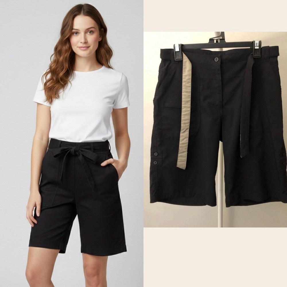 AVIA Activewear Lightweight Stretchable Wide Legs Black Medium Length Shorts